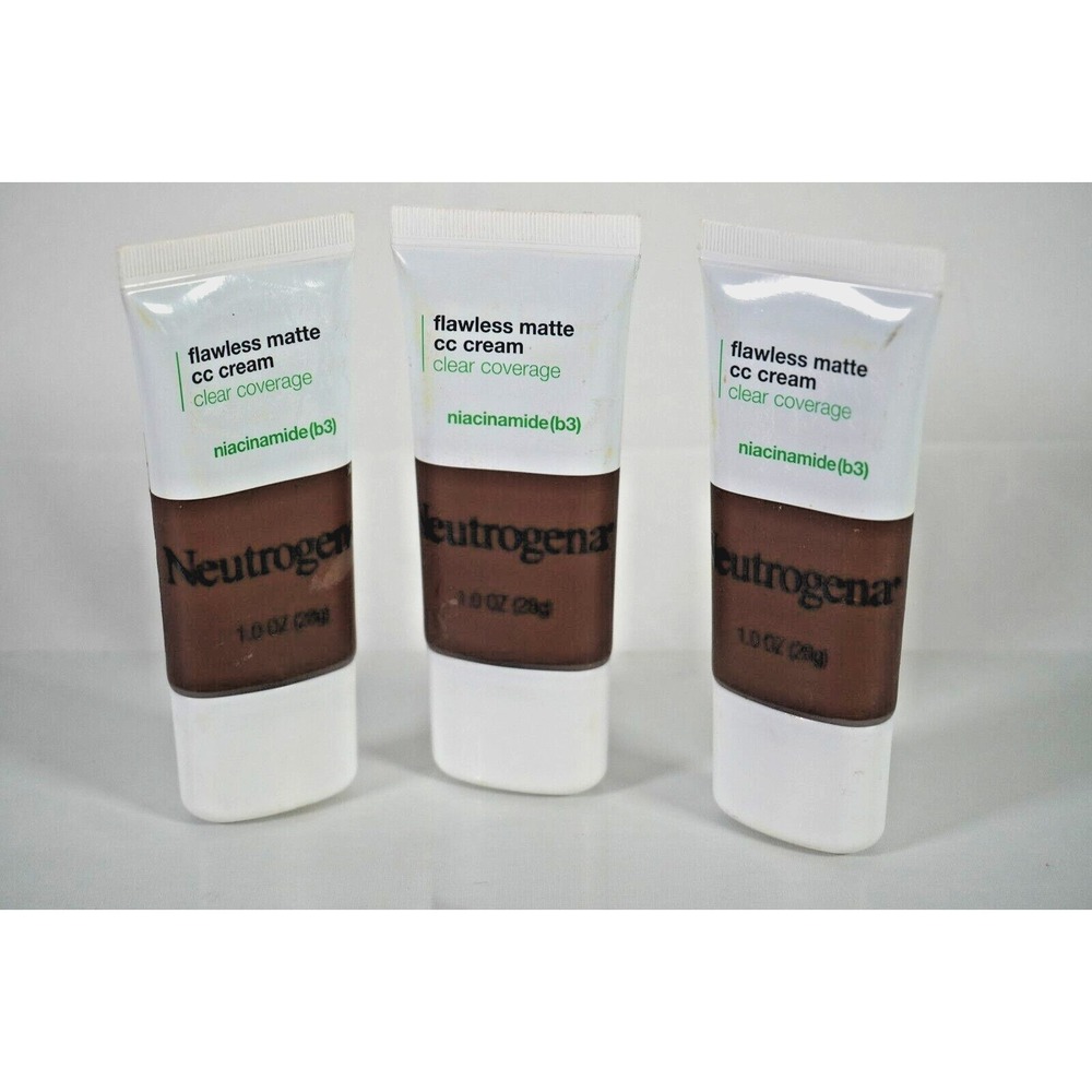 3x Neutrogena Clear Coverage Flawless Matte CC Cream Sienna 10.0 Niacinamide 1oz